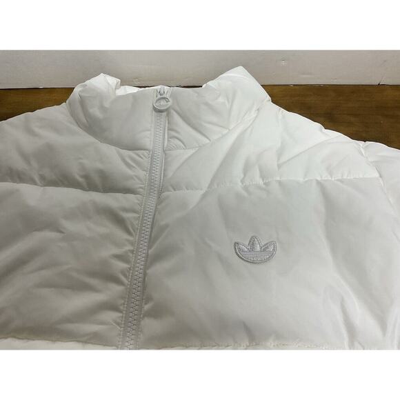Adidas Puffer Jacket Coat Insulated Women's Medium White Trefoil Logo - Picture 3 of 16